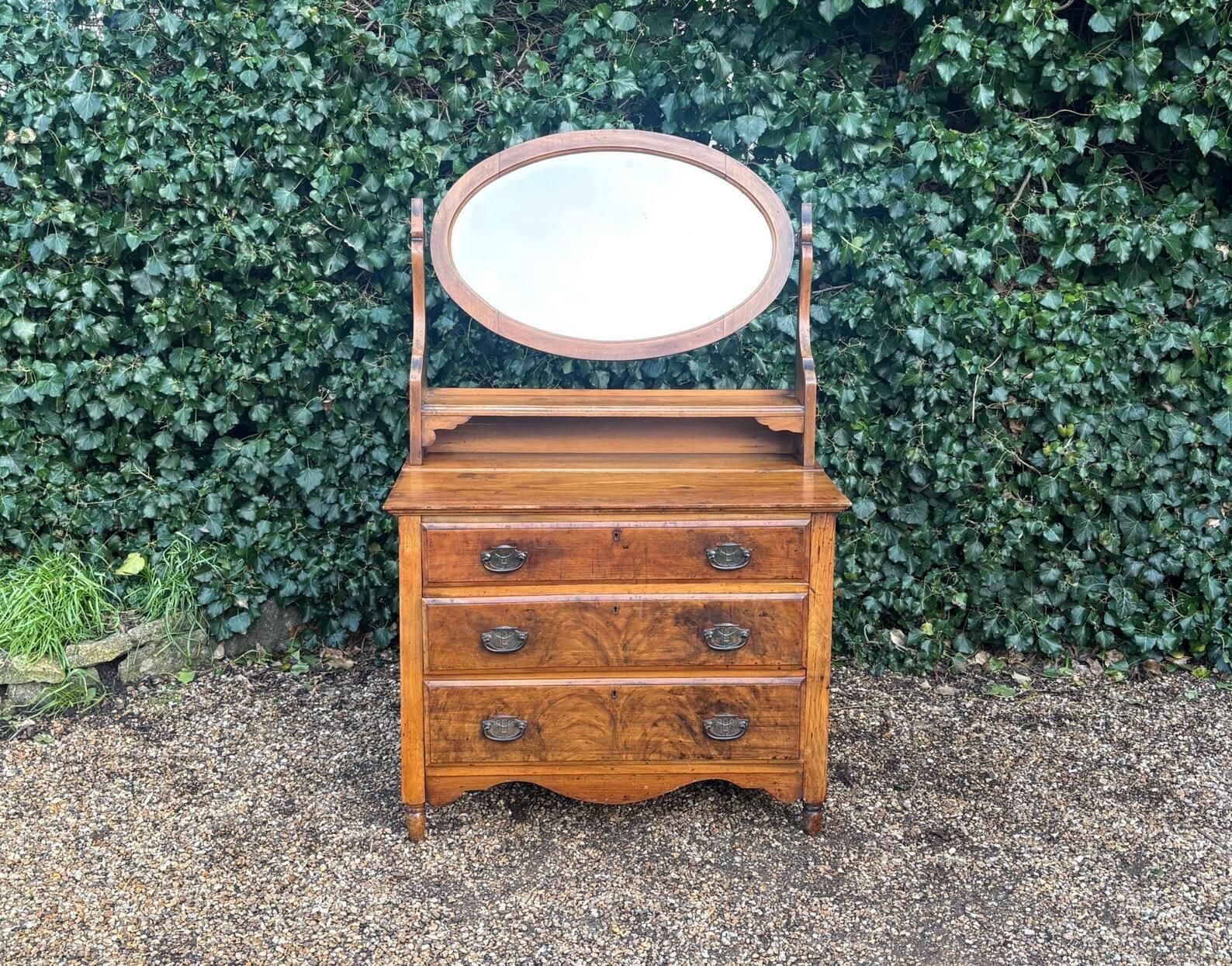 Vintage Edwardian Oak Dressing Chest C.1910s