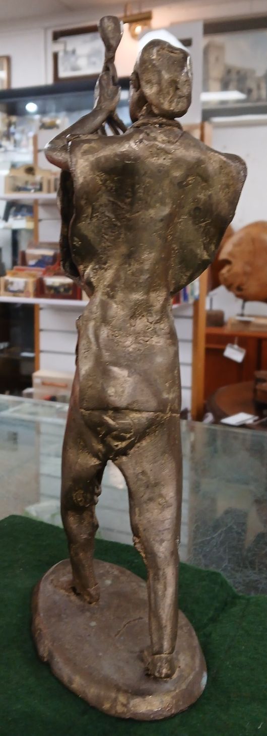 Vintage African Benin Brutalist Brass Falani Musician photo 95.0