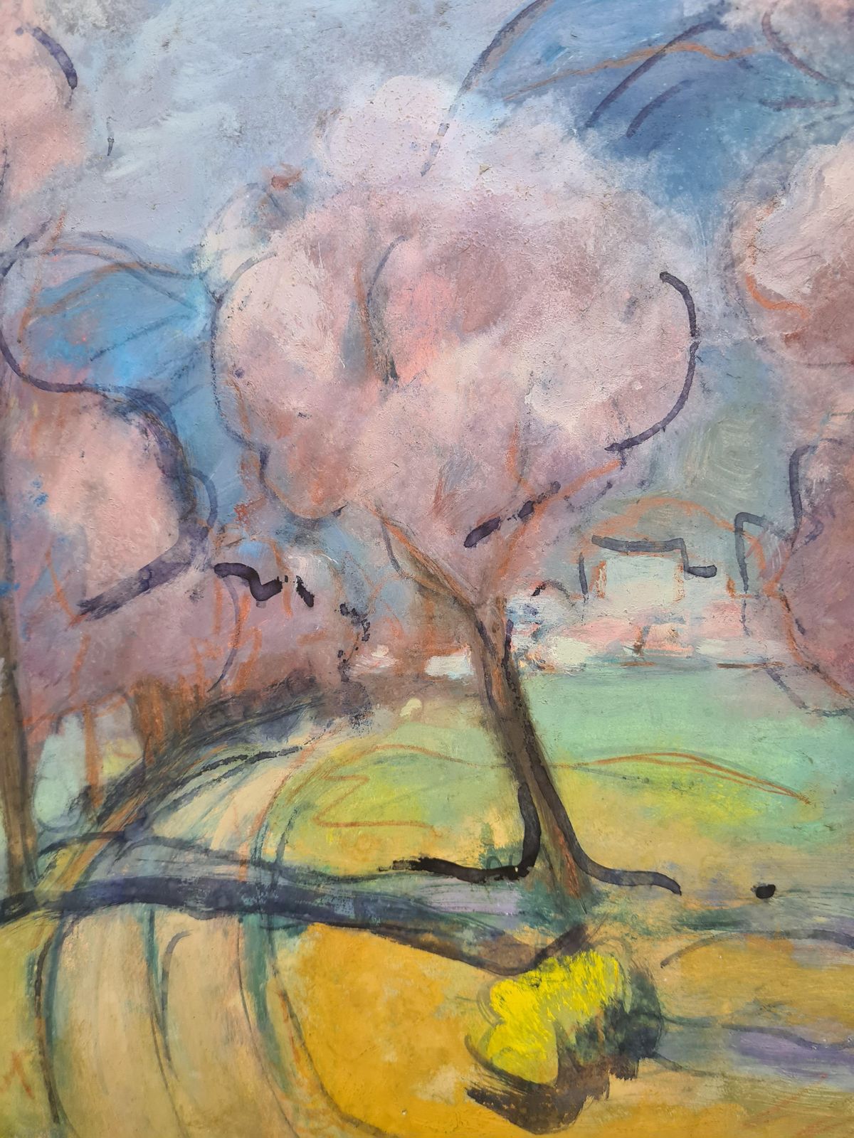 Jean Perretcherry Blossom, Fauvist Landscape Painting, Signed Gouache On Card, Mid Century photo for sale