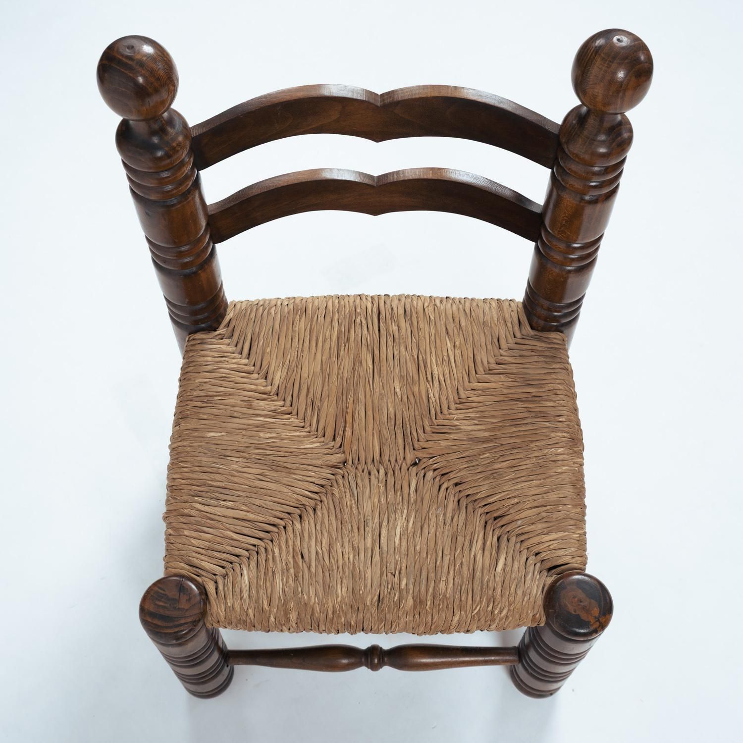 photo furniture Low Oak Woven Straw Chair In The Manner Of Charles Dudouyt, 1940s