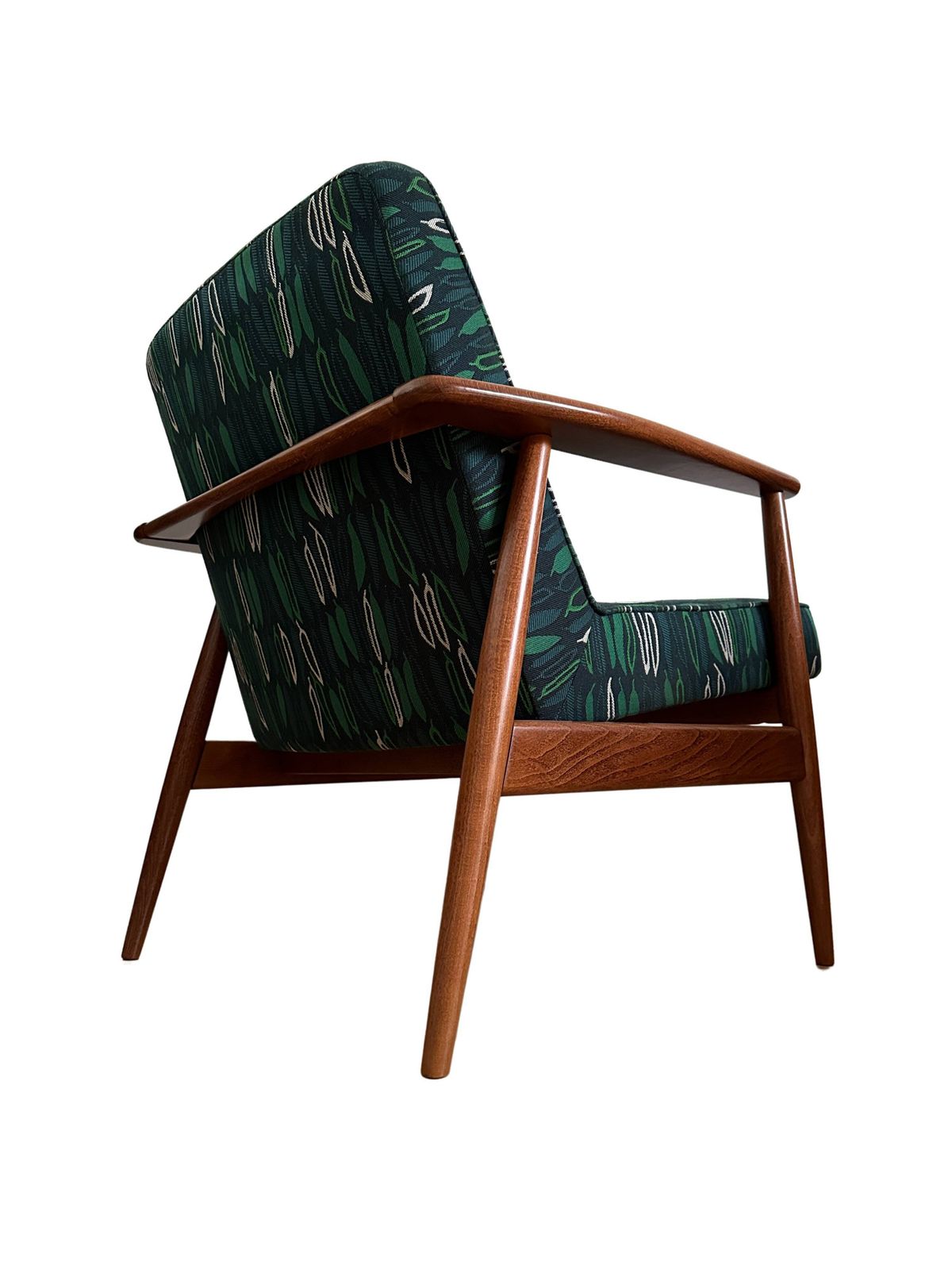Furniture Set Of Vintage Armchairs By Juliszu Kędziorek In Green Jacquard, 1960 photo