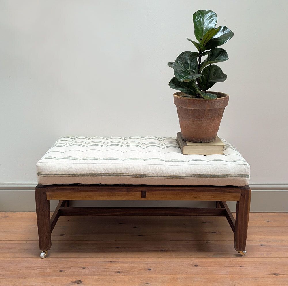 Handmade Buttoned Ottoman / Footstool In Natural Fibres – Wool Filled – Bespoke Sizes & Fabrics photo for sale