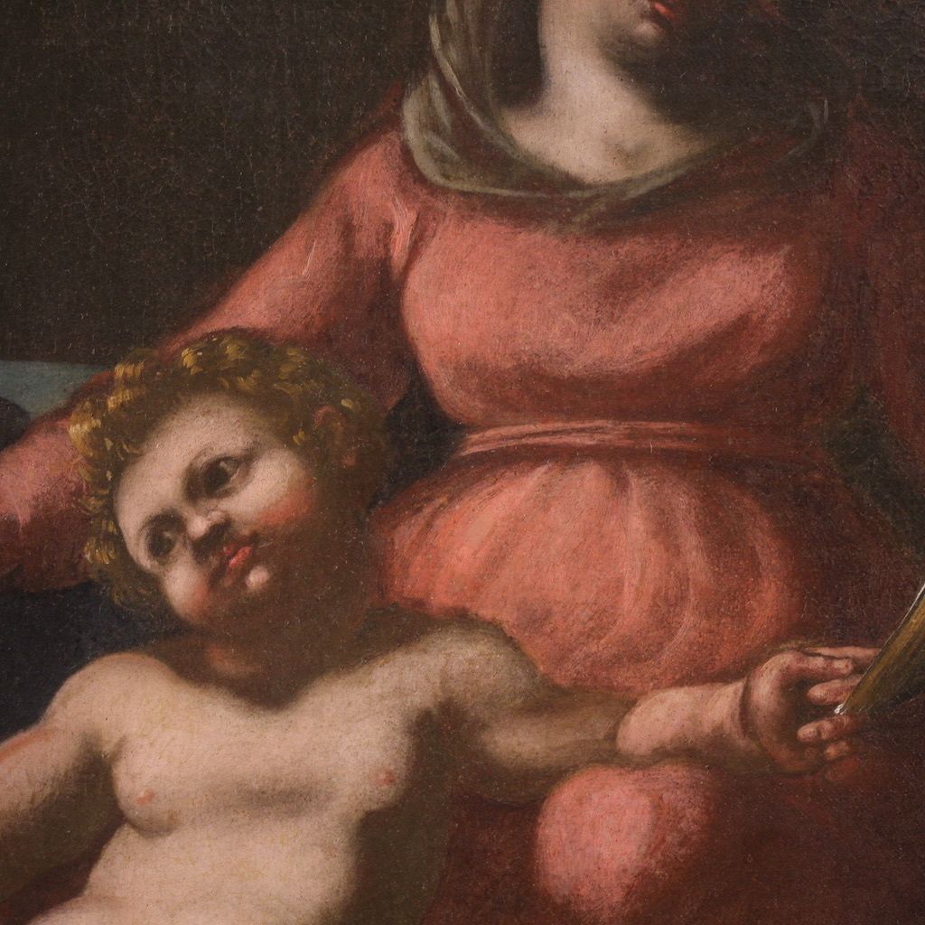 3850.0 Antique Italian Painting From The 17th Century, Holy Family With Sleeping Saint Joseph photo