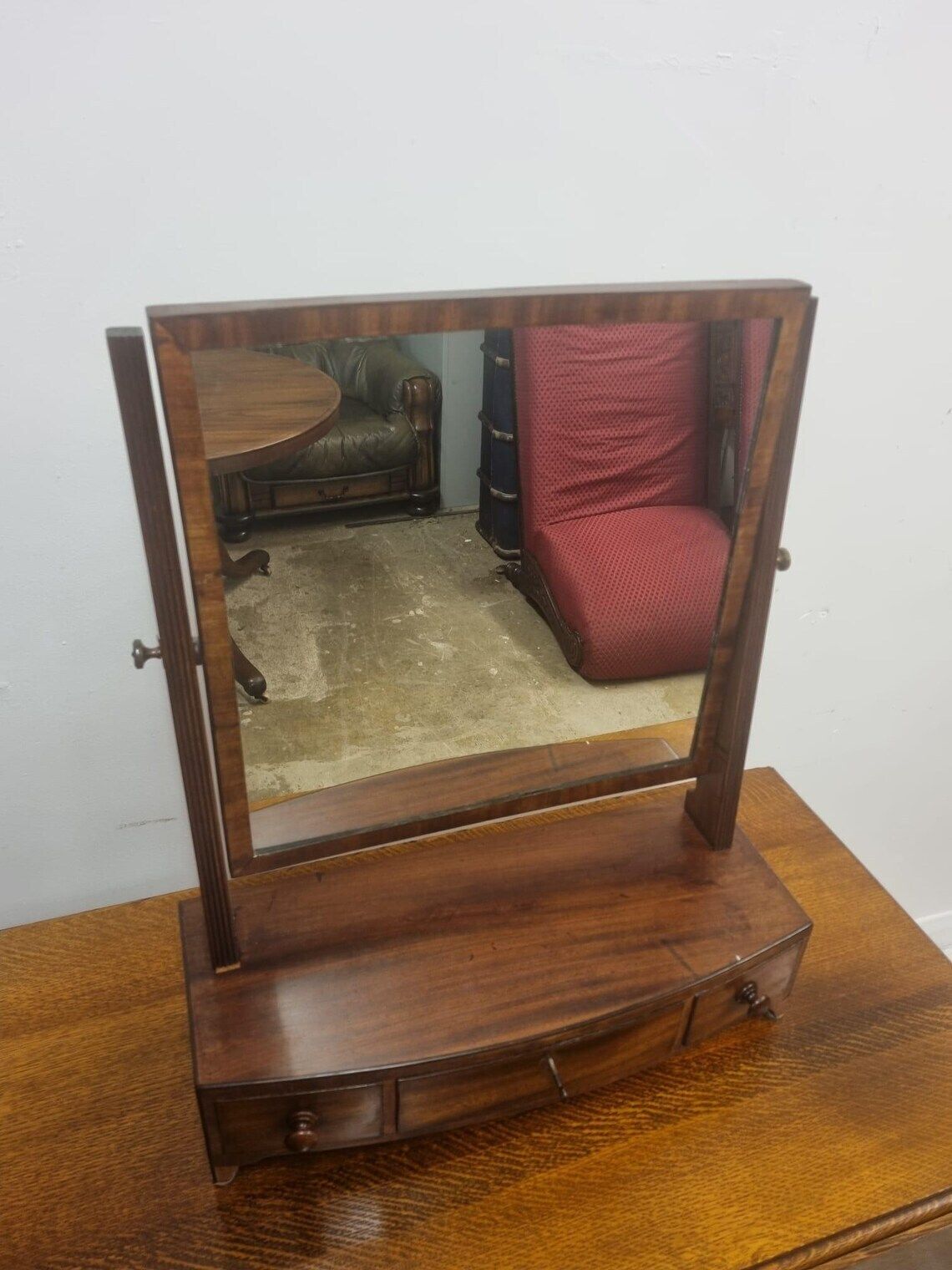 Antique Dressing Table Mirror / Three Drawers / C1920 photo furniture