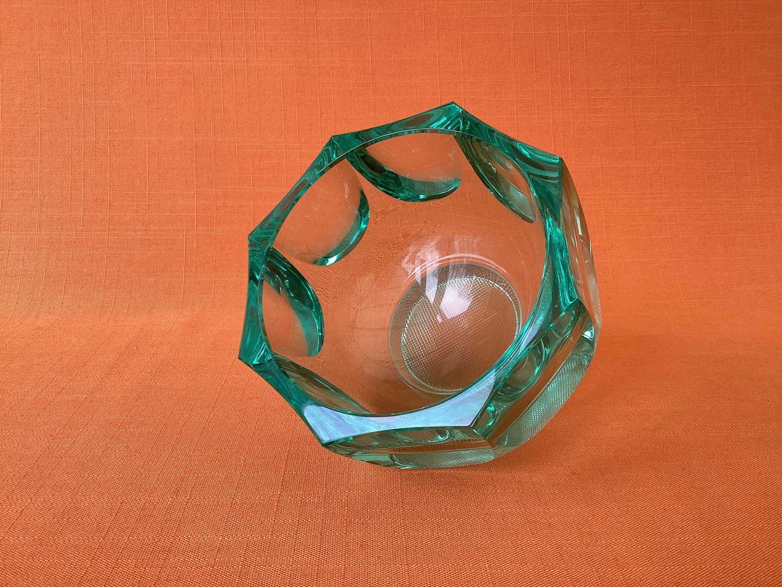 Rare Moser Emerald Green Glass Bowl, 1970 Adolf Matura Design, Production No. 2161 photo Home Decor