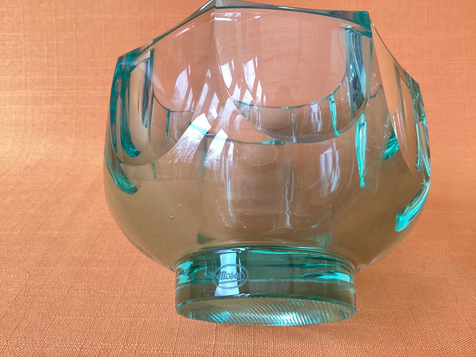photo furniture Rare Moser Emerald Green Glass Bowl, 1970 Adolf Matura Design, Production No. 2161