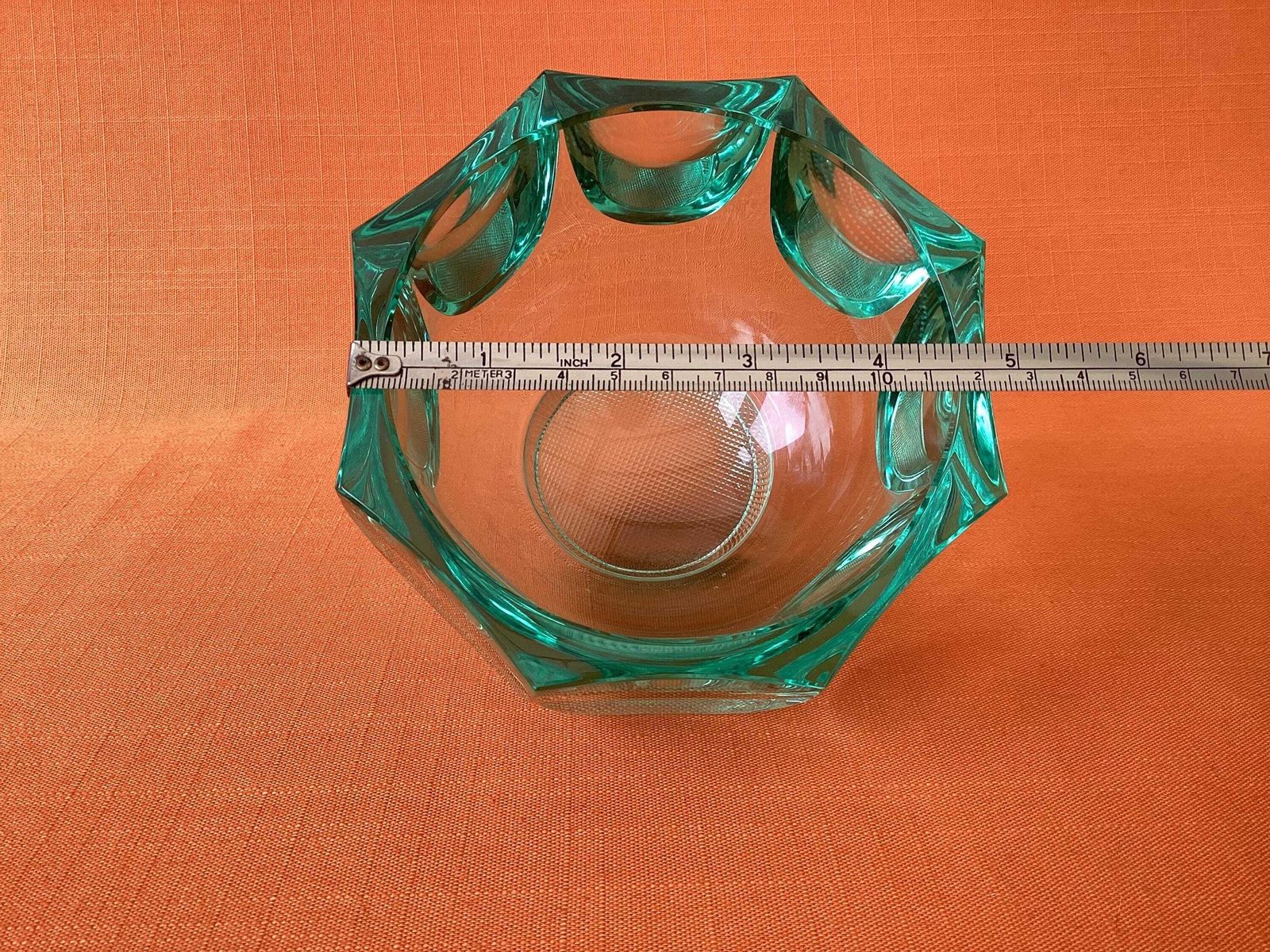 photo buy Rare Moser Emerald Green Glass Bowl, 1970 Adolf Matura Design, Production No. 2161