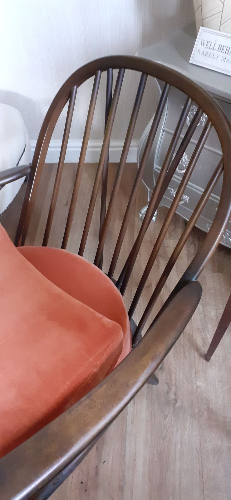 Iconic Ercol 203 Chair. Fully Refurbished And Upholstered In Burnt Orange 100% Cotton Velvet photo buy