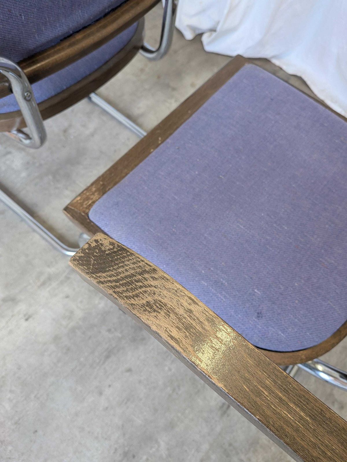 Vintage Cesca Style Armchairs (Set Of 2)   Purple Fabric, Mid Century Modern photo buy