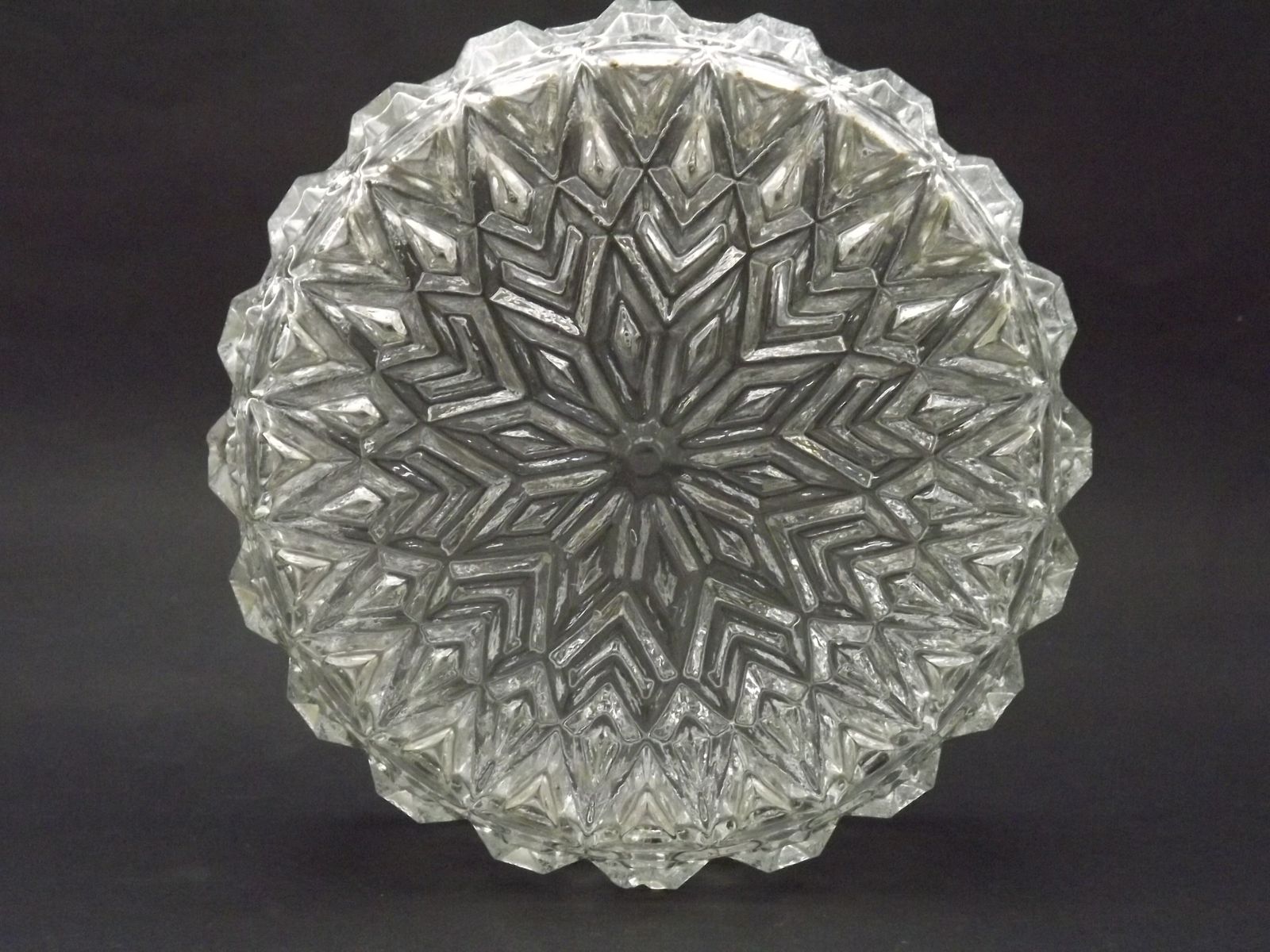 Franse Mid Century Ronde Heldere Geslepen Glazen Plafondlamp Vervangende Kap photo furniture