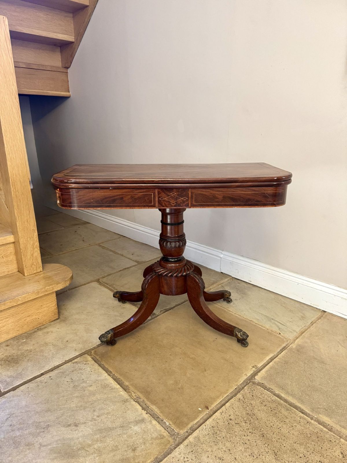 Wonderful Antique Regency Quality Mahogany Inlaid Tea Table photo vinterior