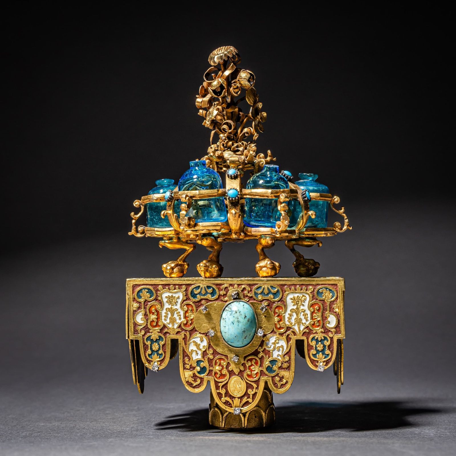 Sedan Chair With Perfume Flasks, Goldsmith’s Work In The Style Of Johann Melchior Dinglinger, Probably Saxony, Circa 1700