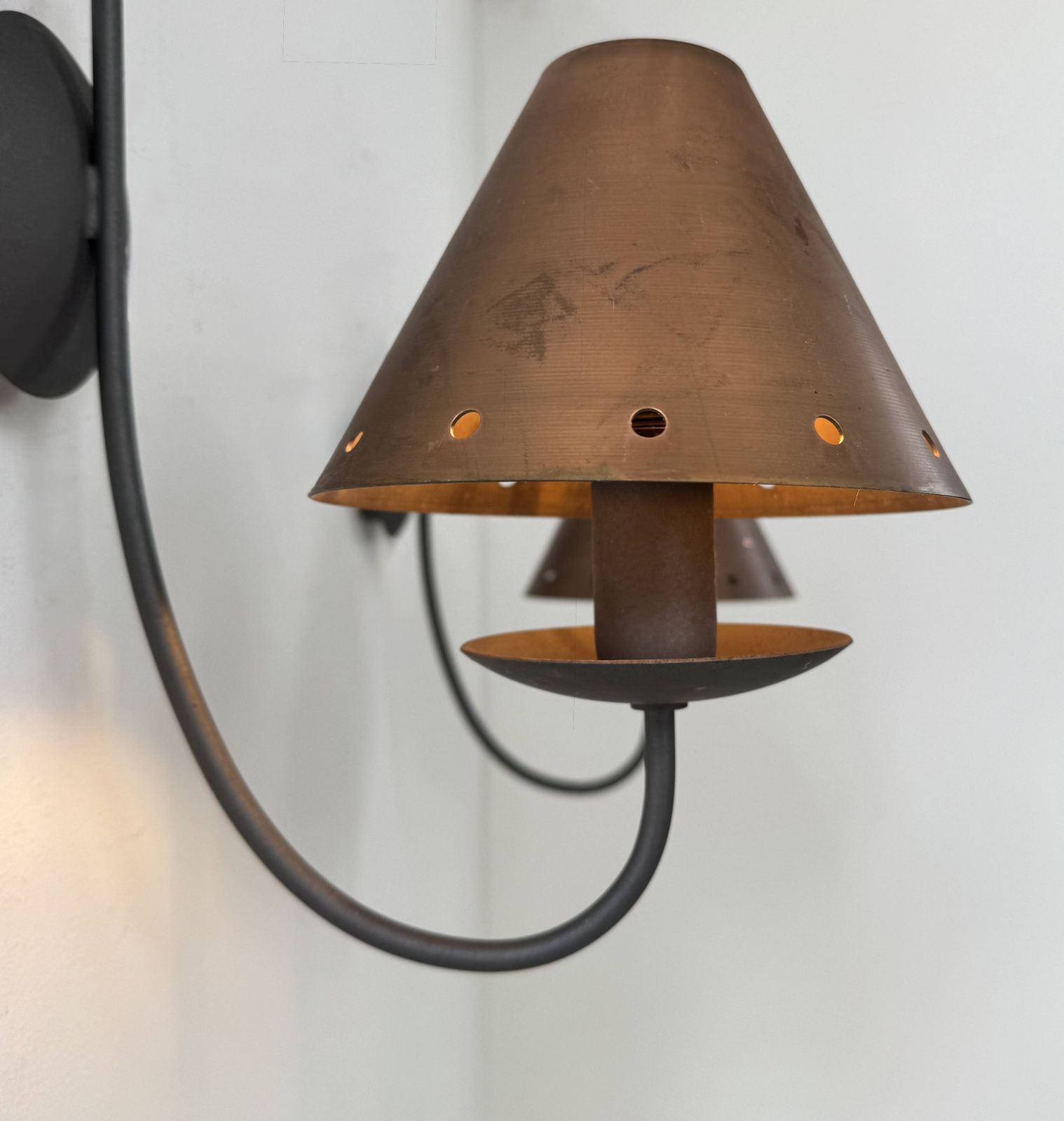 Pair Of Vintage Wall Lights, Copper And Black Lacquered Metal, France, 1970. photo 524.0
