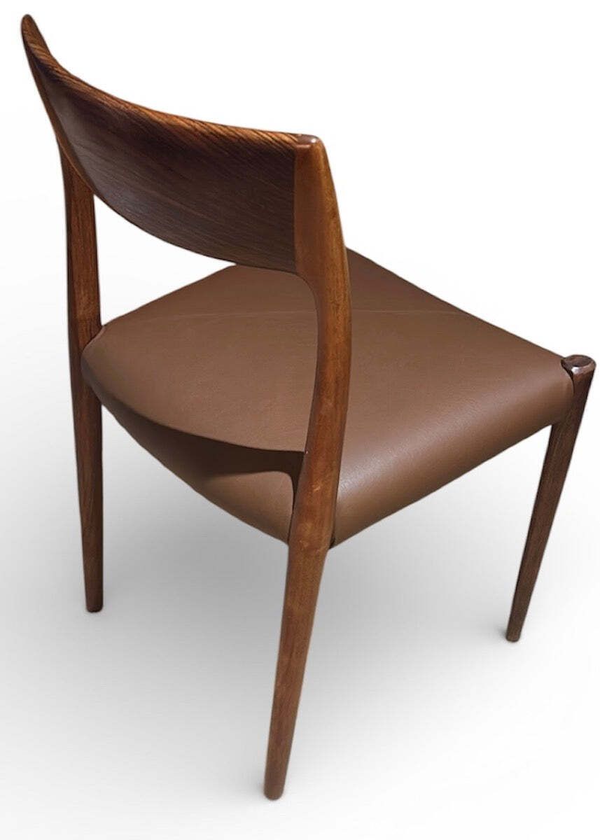 Pair Of Mid Century 1960s Danish Rosewood & Brown Leather Niels Møller For J.L. Møllers Møbelfabrik Model 77 Dining Chairs photo furniture