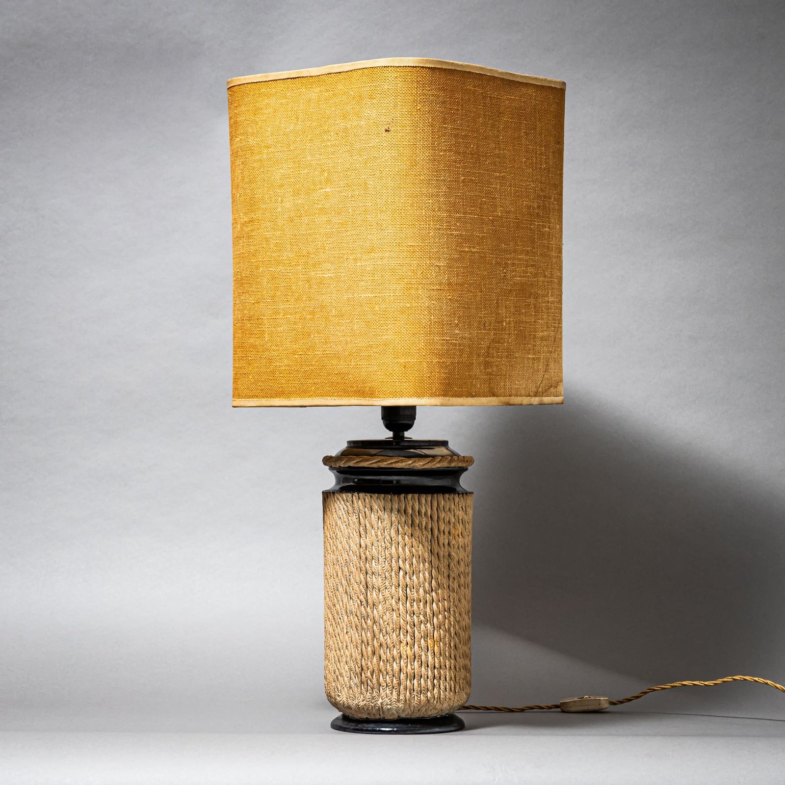 Table Lamp With Rope Decoration, Mid 20th Century