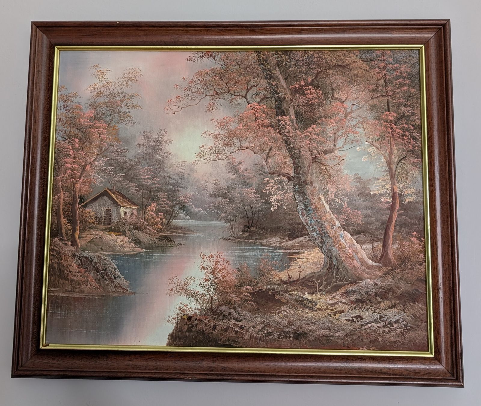 Vintage Framed Oil Painting Irene Cafieri Woodland Scene