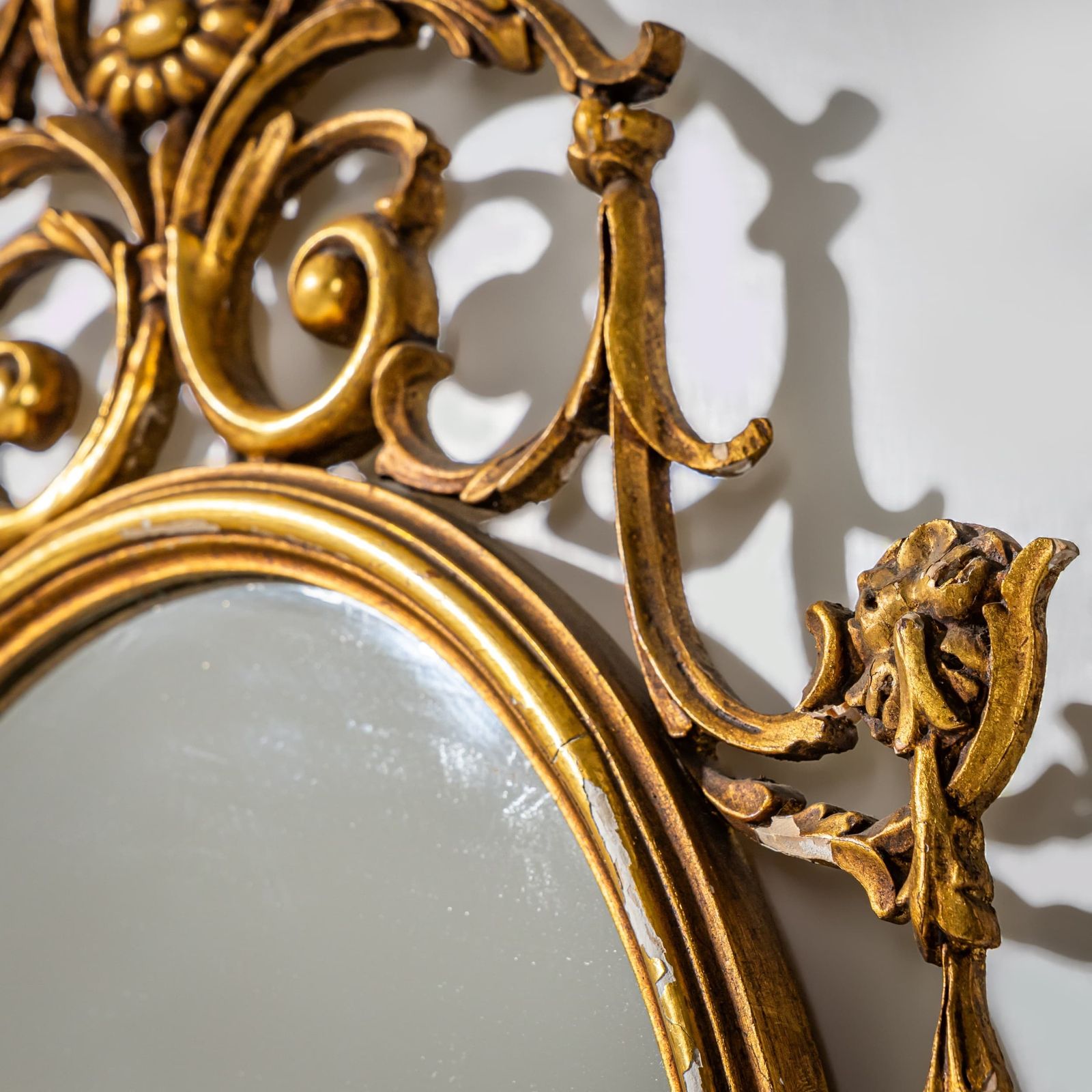 Pair Of Oval Giltwood Wall Mirrors, Italy Mid 20th Century photo vinterior