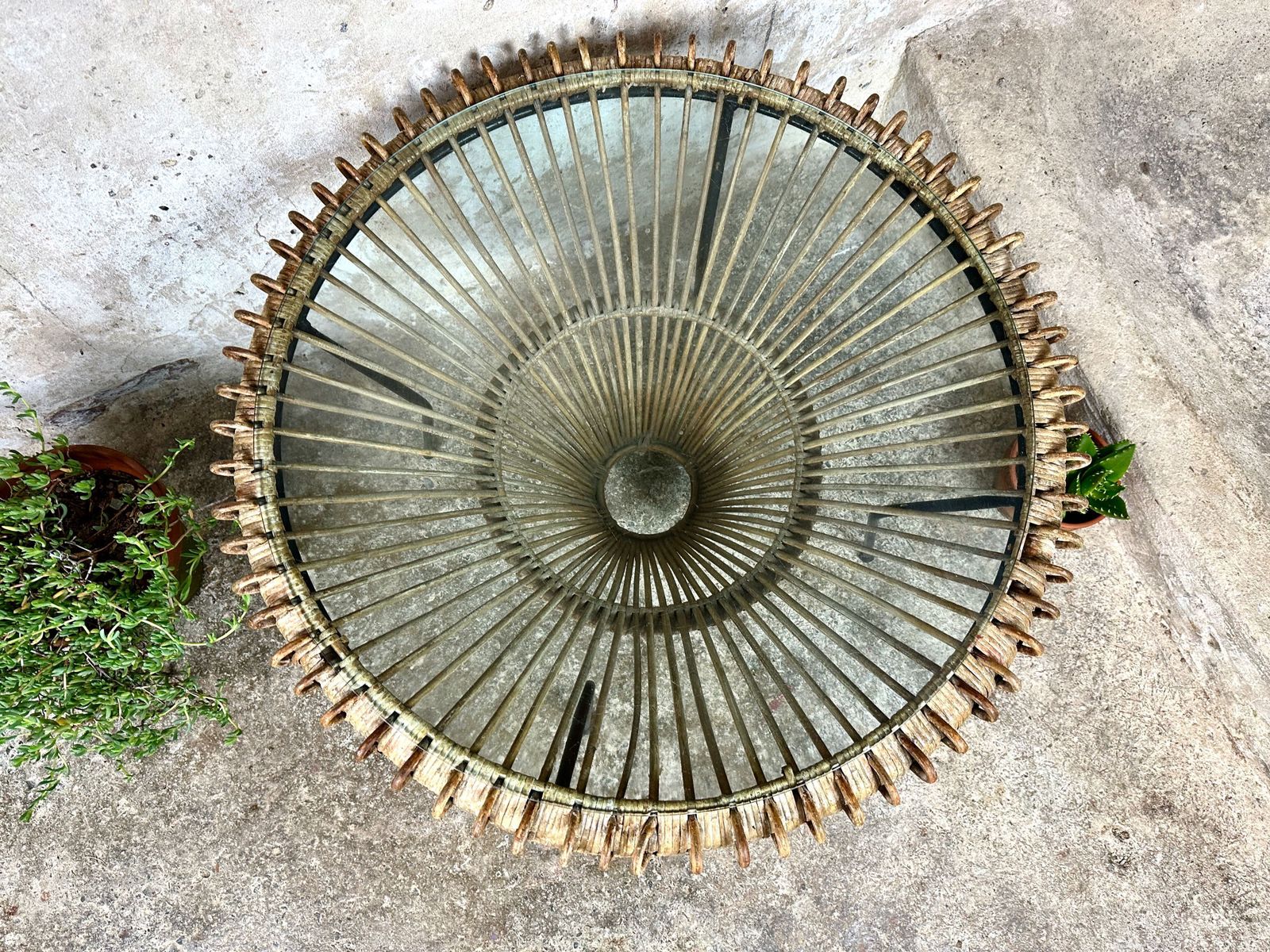Vintage Rattan And Glass Franco Albini Coffee Table photo Furniture