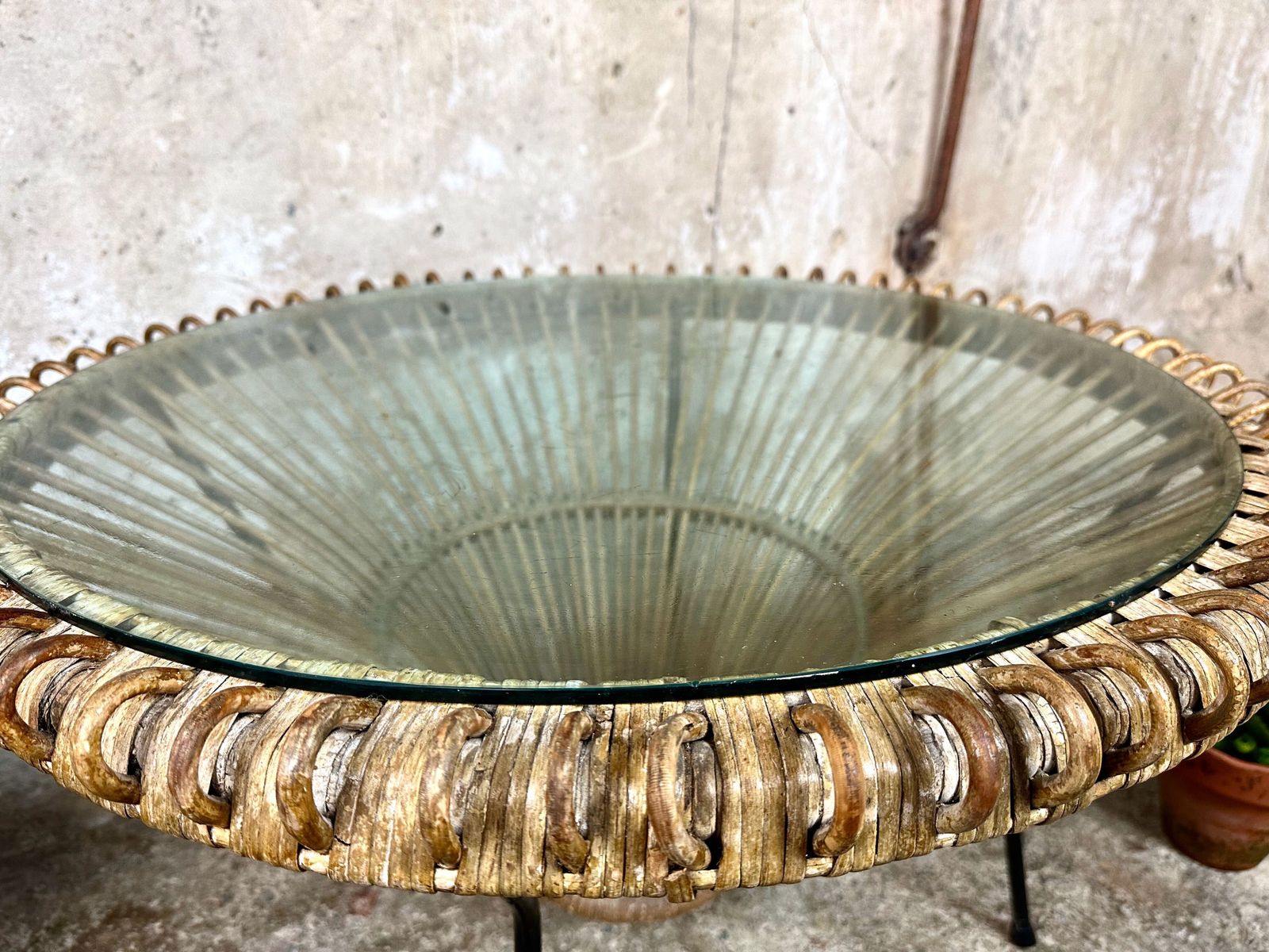 Vintage Rattan And Glass Franco Albini Coffee Table photo 195.0
