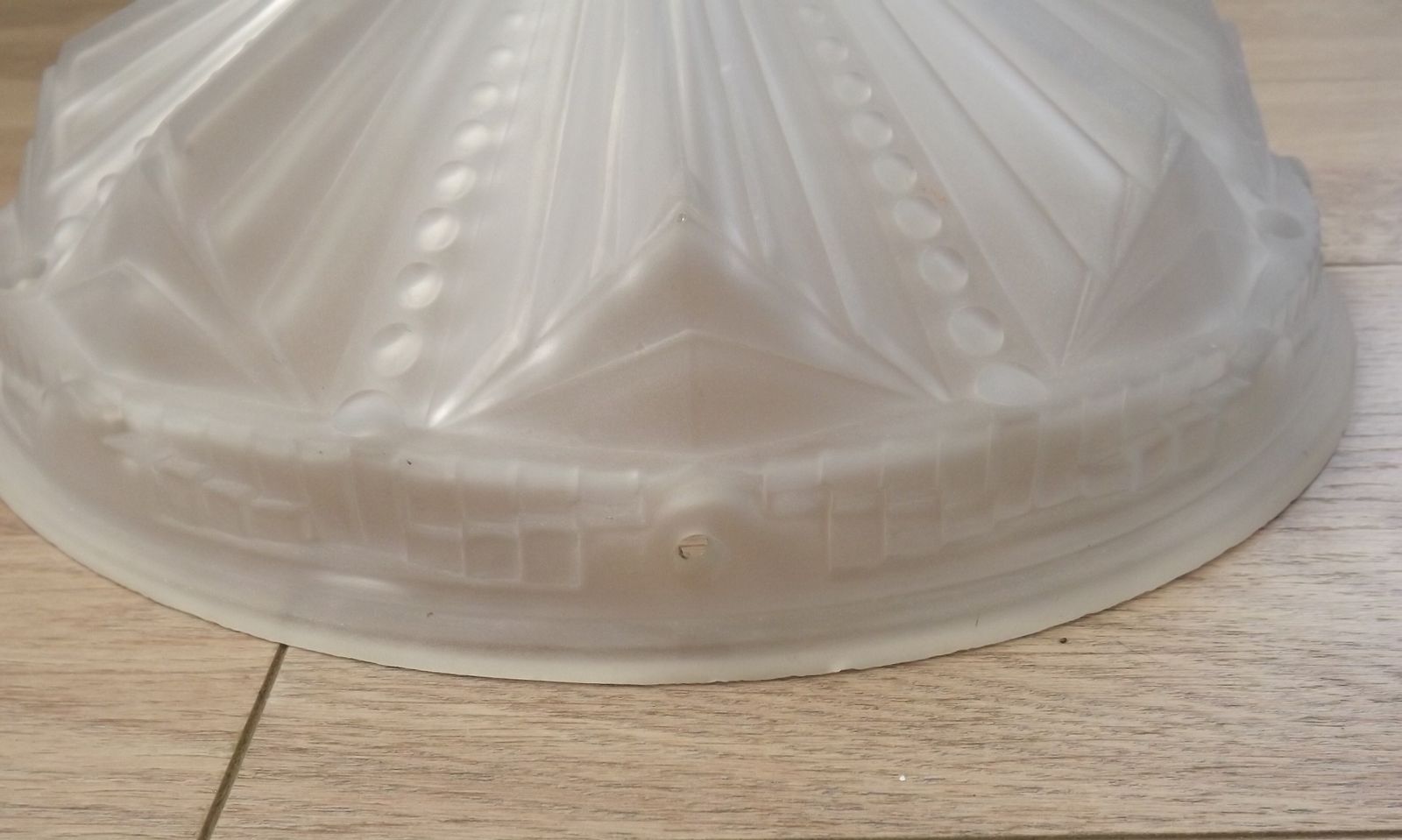 French Art Deco White Opaque Glass Abstract Platformier Light Shade photo buy