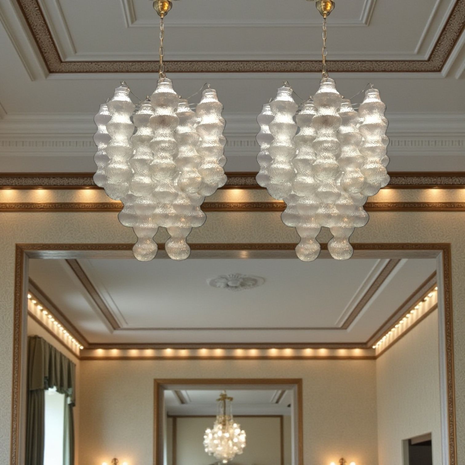 Murano Glass Bubble Chandeliers, Italy, 1980s – Set Of 2 photo furniture