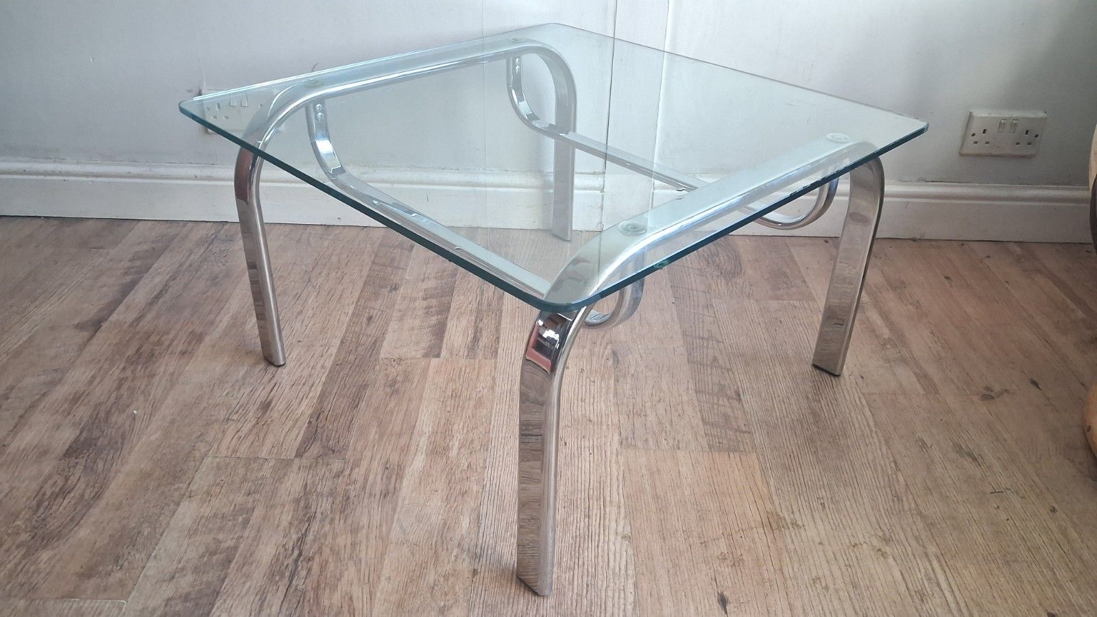 235.0 1980's Italian Chrome And Glass  Mid Century Coffee/Drinks Table photo