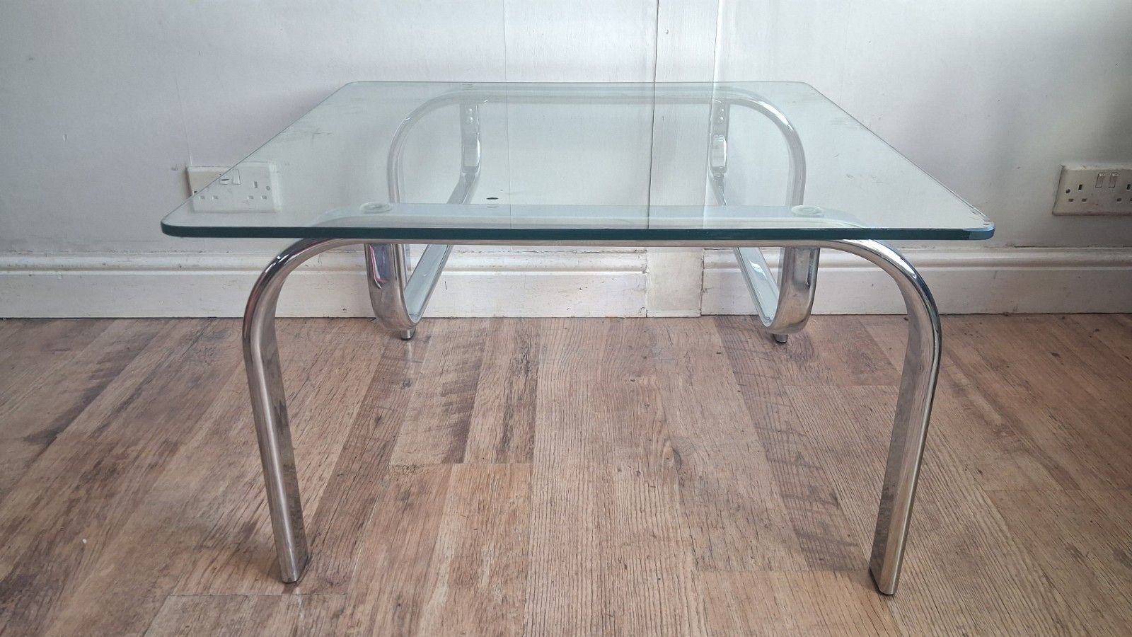 photo buy 1980's Italian Chrome And Glass  Mid Century Coffee/Drinks Table
