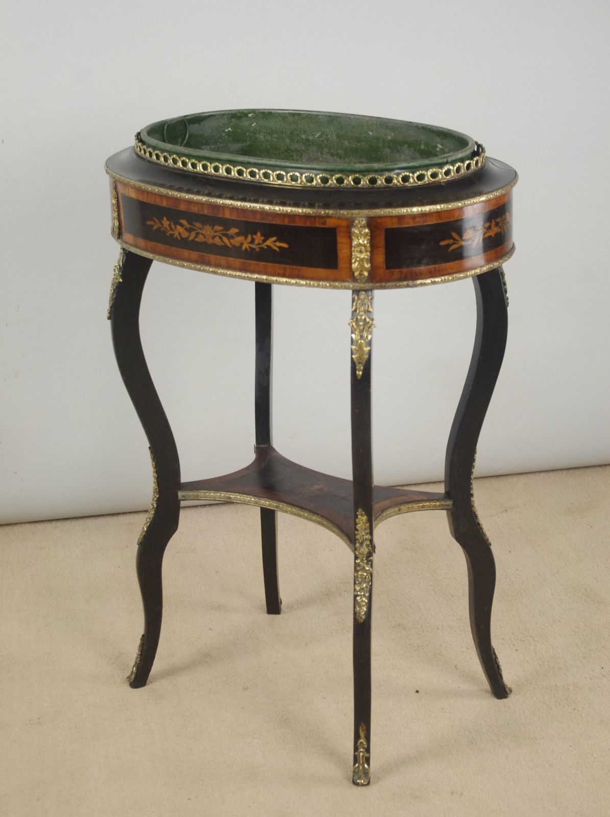 19th Century French Ebonised Jardiniere Table With Gilt Metal Mounts
