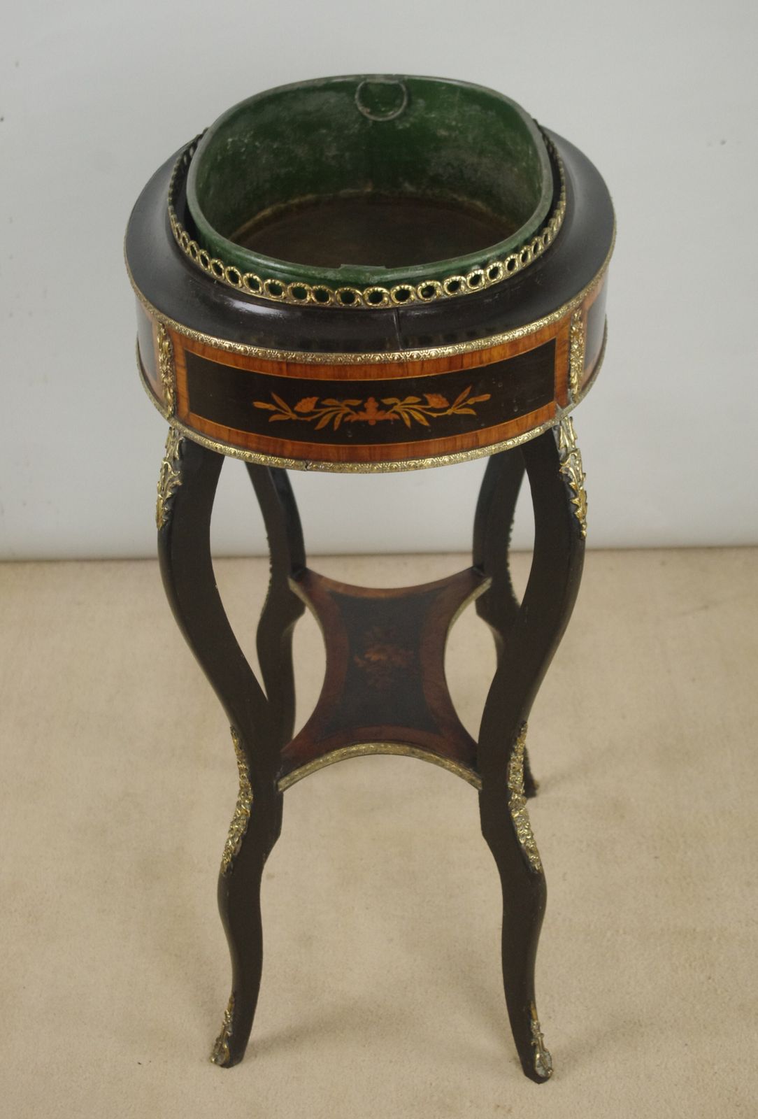 photo buy 19th Century French Ebonised Jardiniere Table With Gilt Metal Mounts