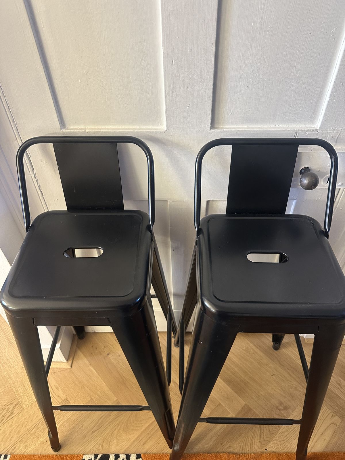 2 Genuine Tolix Metal Stools Matt Black High Counter 80cm Hardly Used Paid £733