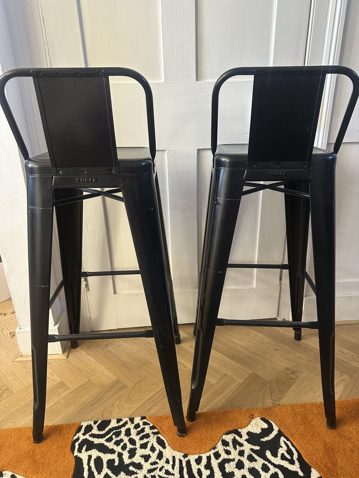 2 Genuine Tolix Metal Stools Matt Black High Counter 80cm Hardly Used Paid £733 photo buy