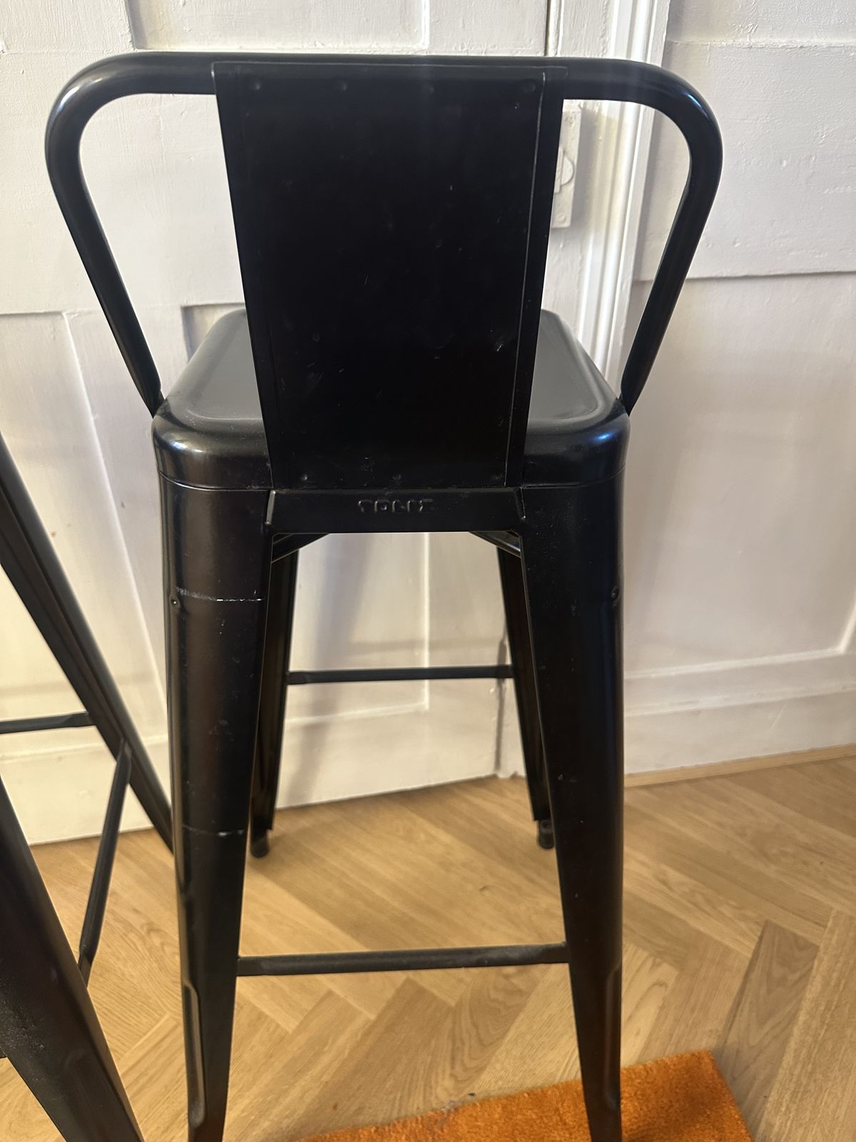 2 Genuine Tolix Metal Stools Matt Black High Counter 80cm Hardly Used Paid £733 photo vintage