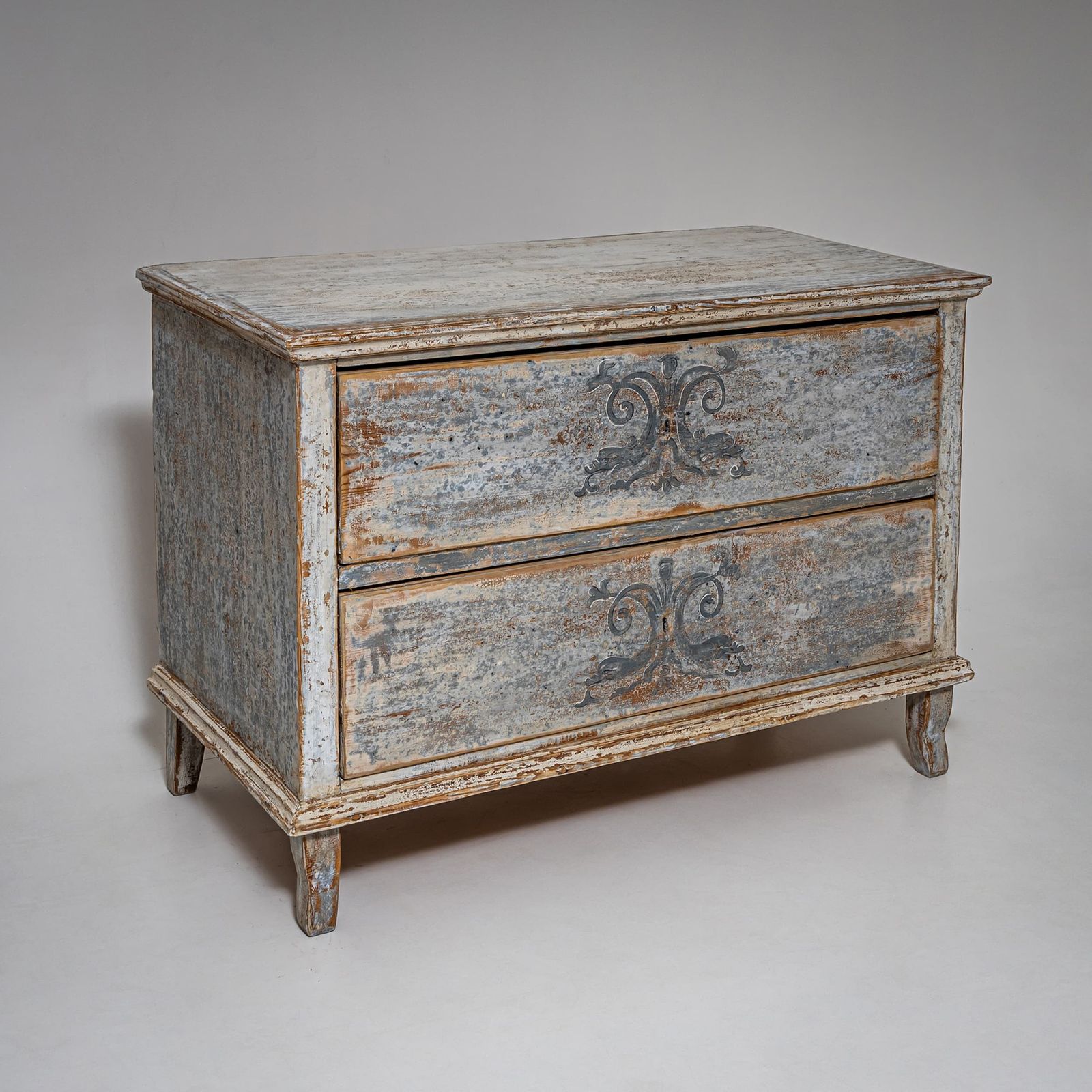 Biedermeier Chest Of Drawers, Painted In Historical Motifs, 1835 40, South German