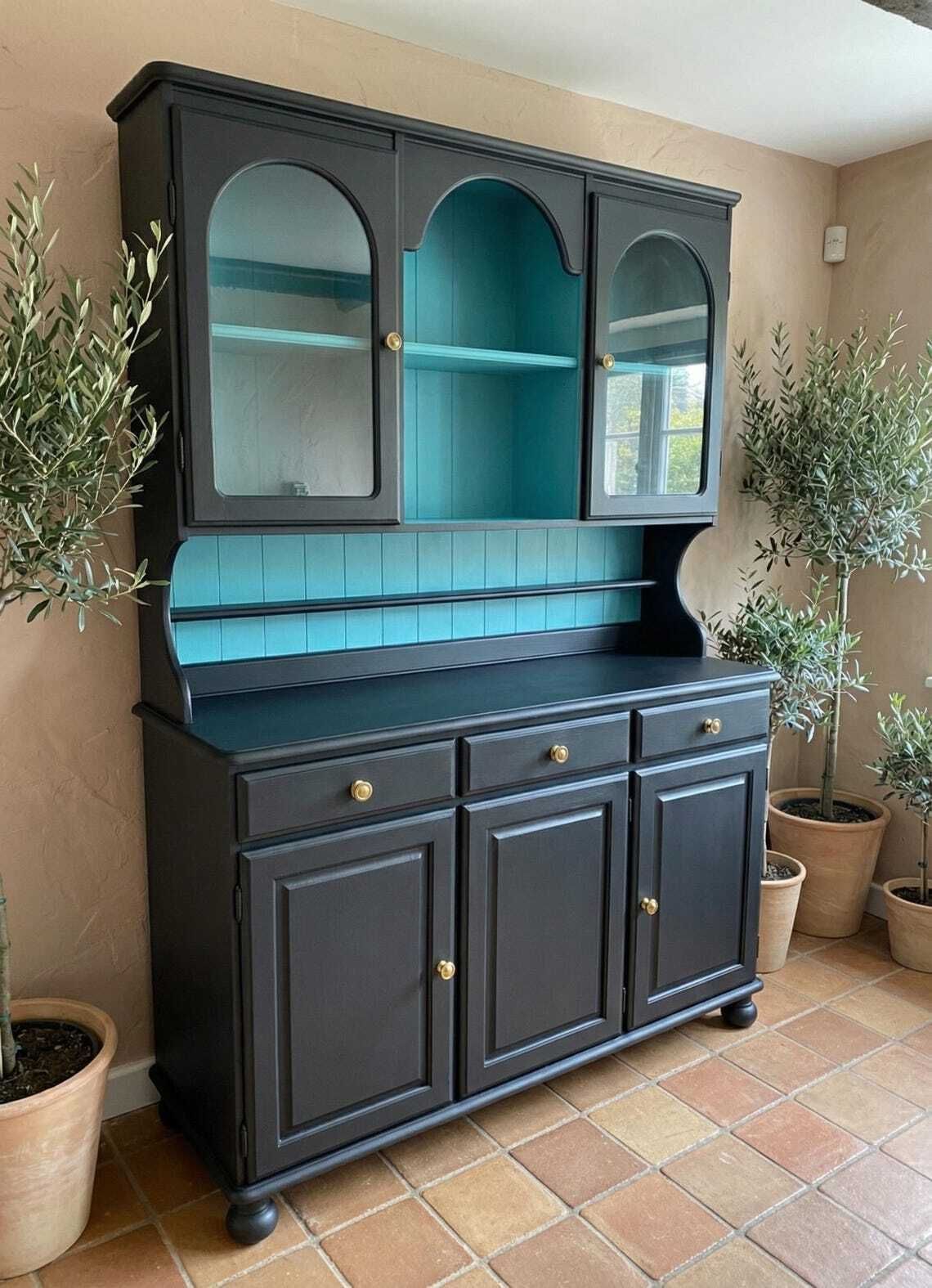 Antique Black Welsh Dresser, 1920s photo furniture