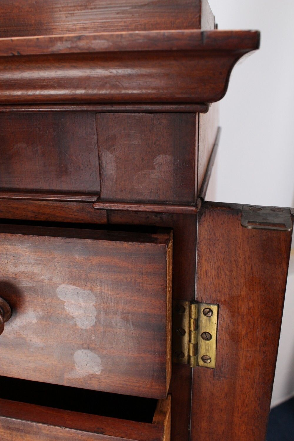 Furniture Tall Victorian Mahogany Wellington Chest With Secret Lock photo