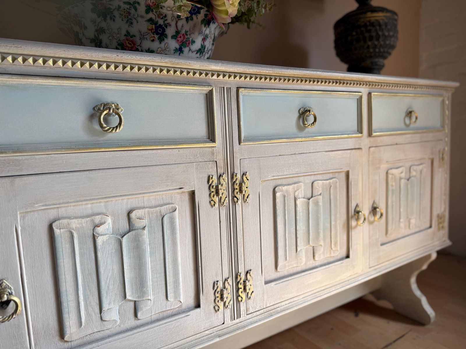 photo furniture Pair Of Distressed Sideboards   Vintage Painted, Matching Sideboards