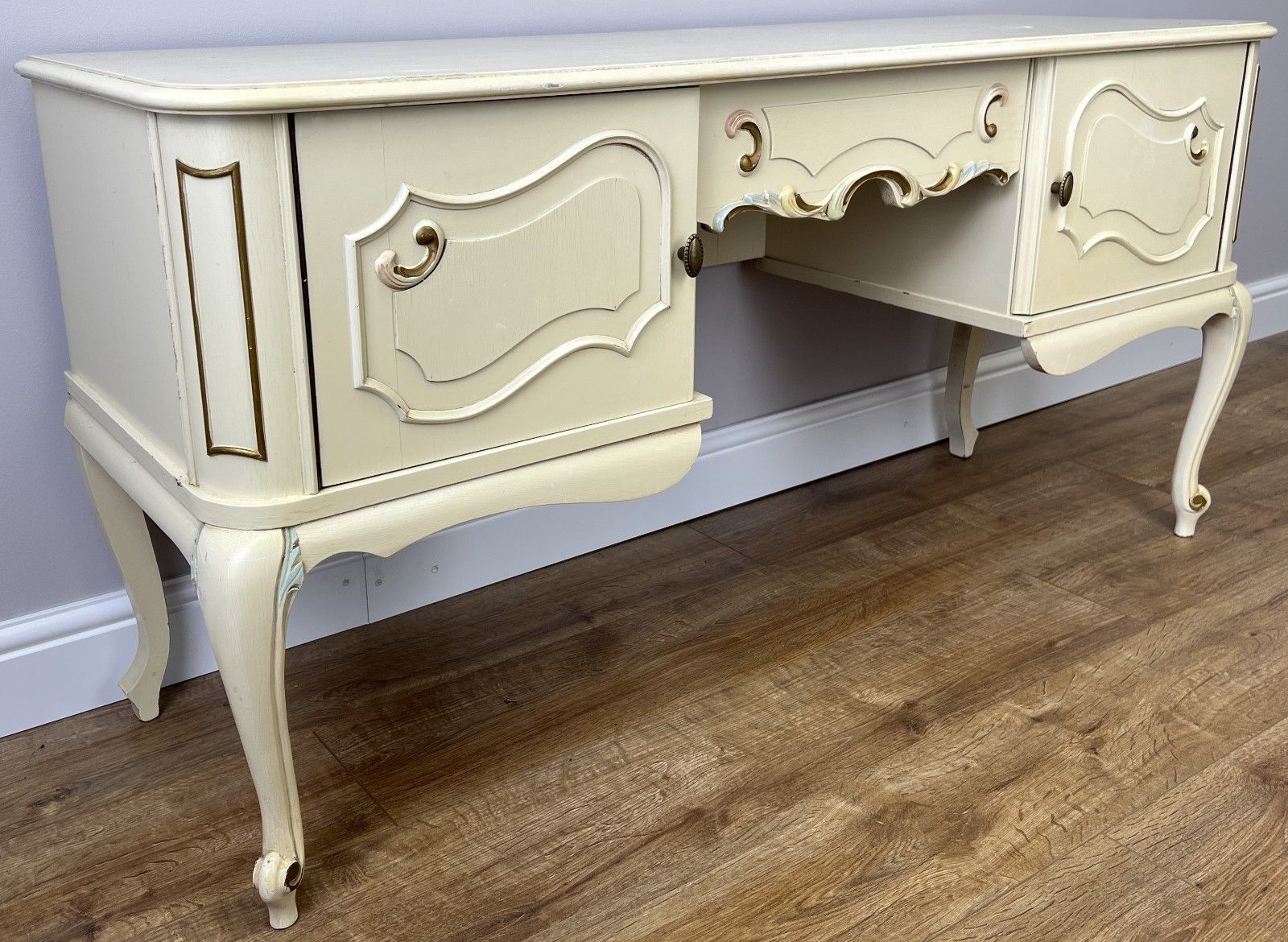 Sideboard Vintage French Shabby Chic Louis Style Carved Storage Cabinet Lot 4835 photo for sale
