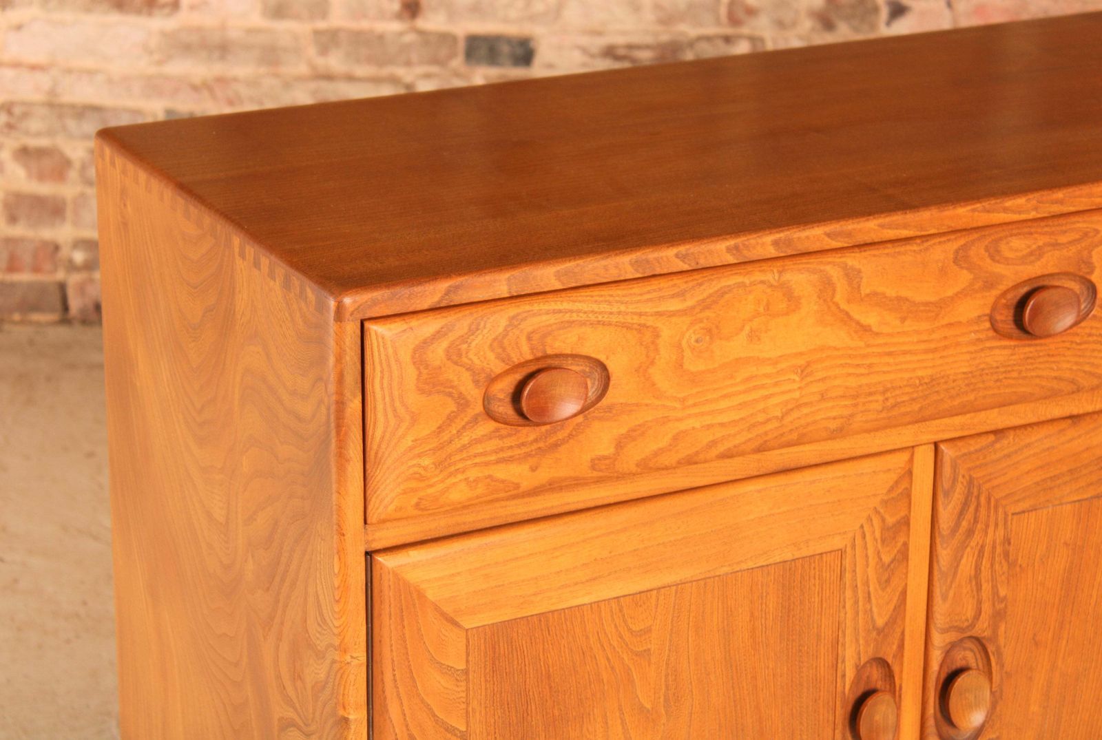 Mid Century Ercol Windsor Solid Elm Sideboard On Casters, Circa 1960s photo Furniture