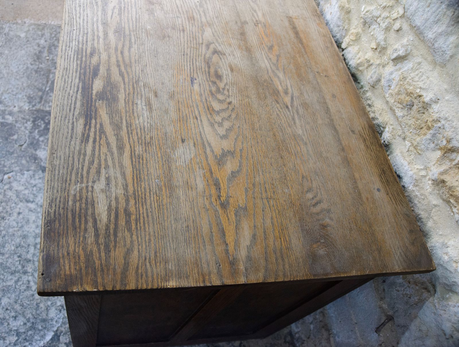 450.0 Antique Oak Kneehole Desk   Single Pedestal   1920s 1930s photo