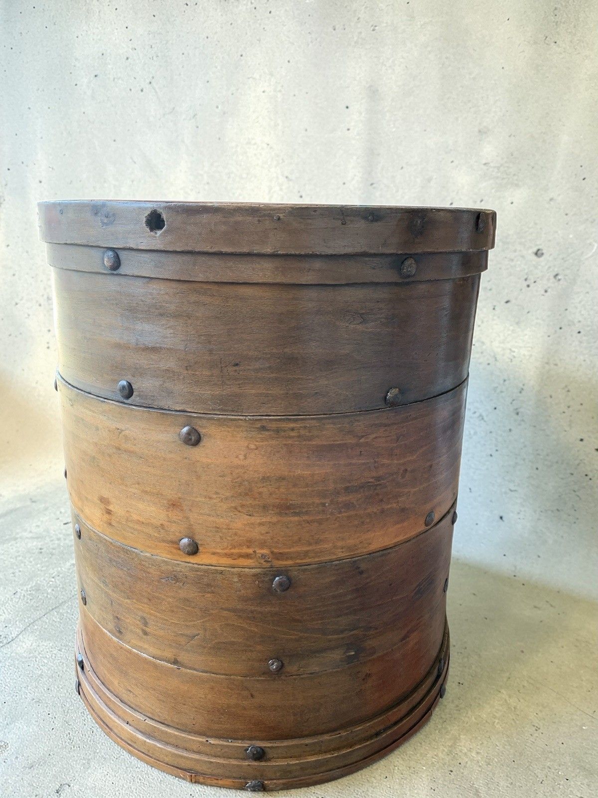 Large Chinese 4 Sectional Food Carrier Rustic Bamboo Wood Side Occasional Table photo for sale