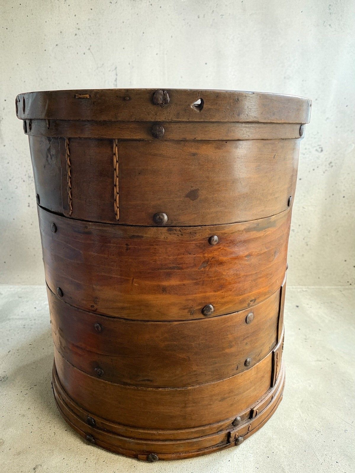 Large Chinese 4 Sectional Food Carrier Rustic Bamboo Wood Side Occasional Table photo Furniture