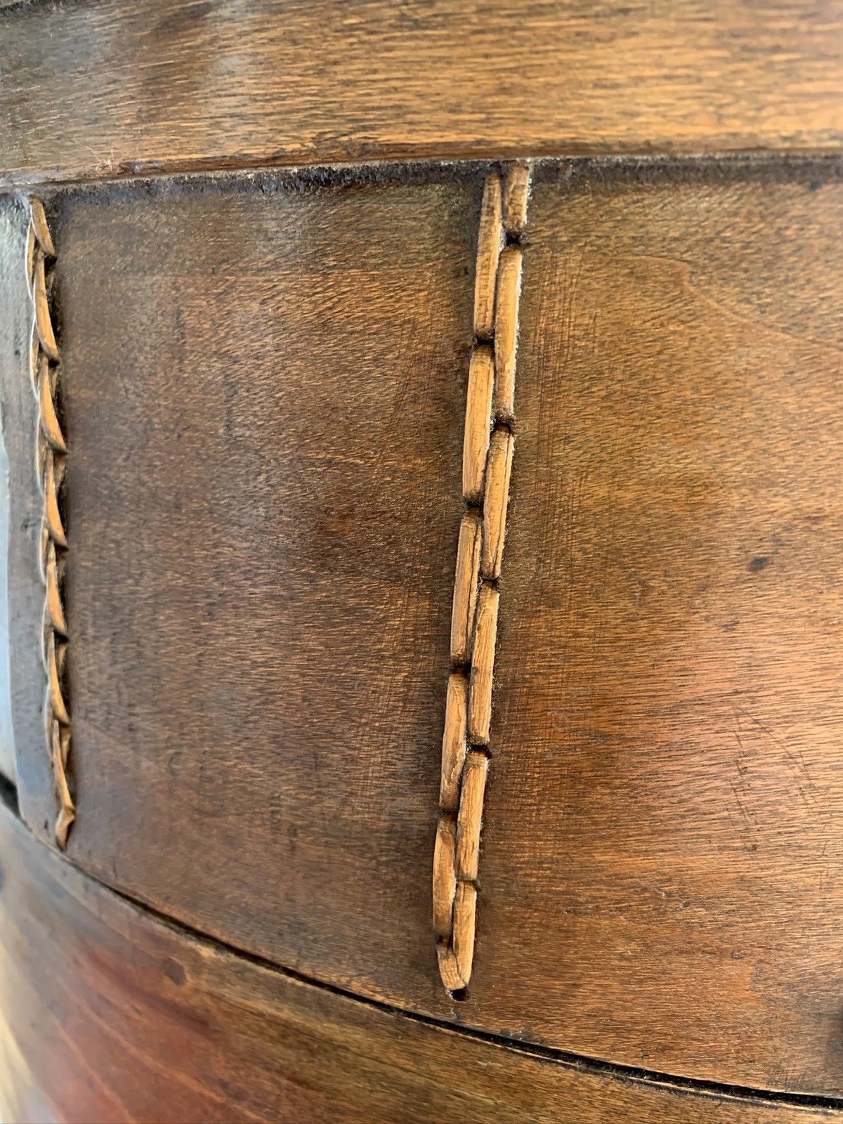 Furniture Large Chinese 4 Sectional Food Carrier Rustic Bamboo Wood Side Occasional Table photo