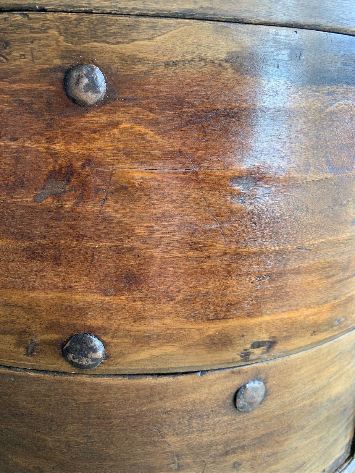 651.0 Large Chinese 4 Sectional Food Carrier Rustic Bamboo Wood Side Occasional Table photo