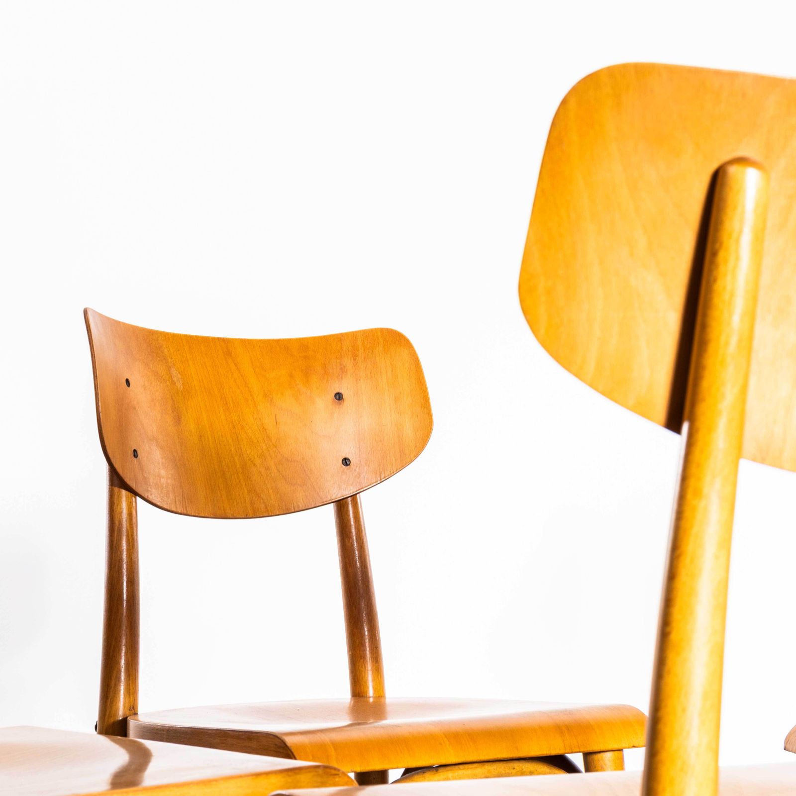 1960’s Honey Glossed Shield Back Dining Chairs – Set Of Four photo vintage