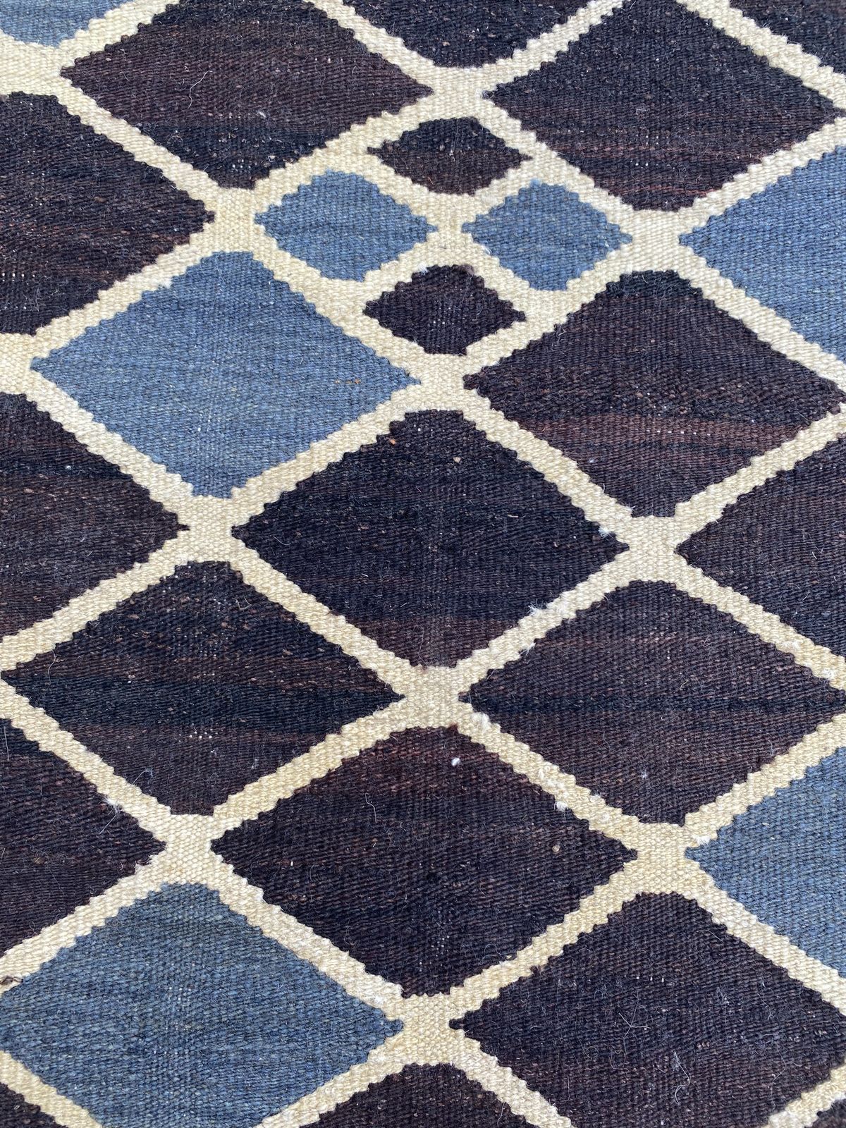 Modern Kilim Handwoven 5x6 Black Area Rug photo vintage