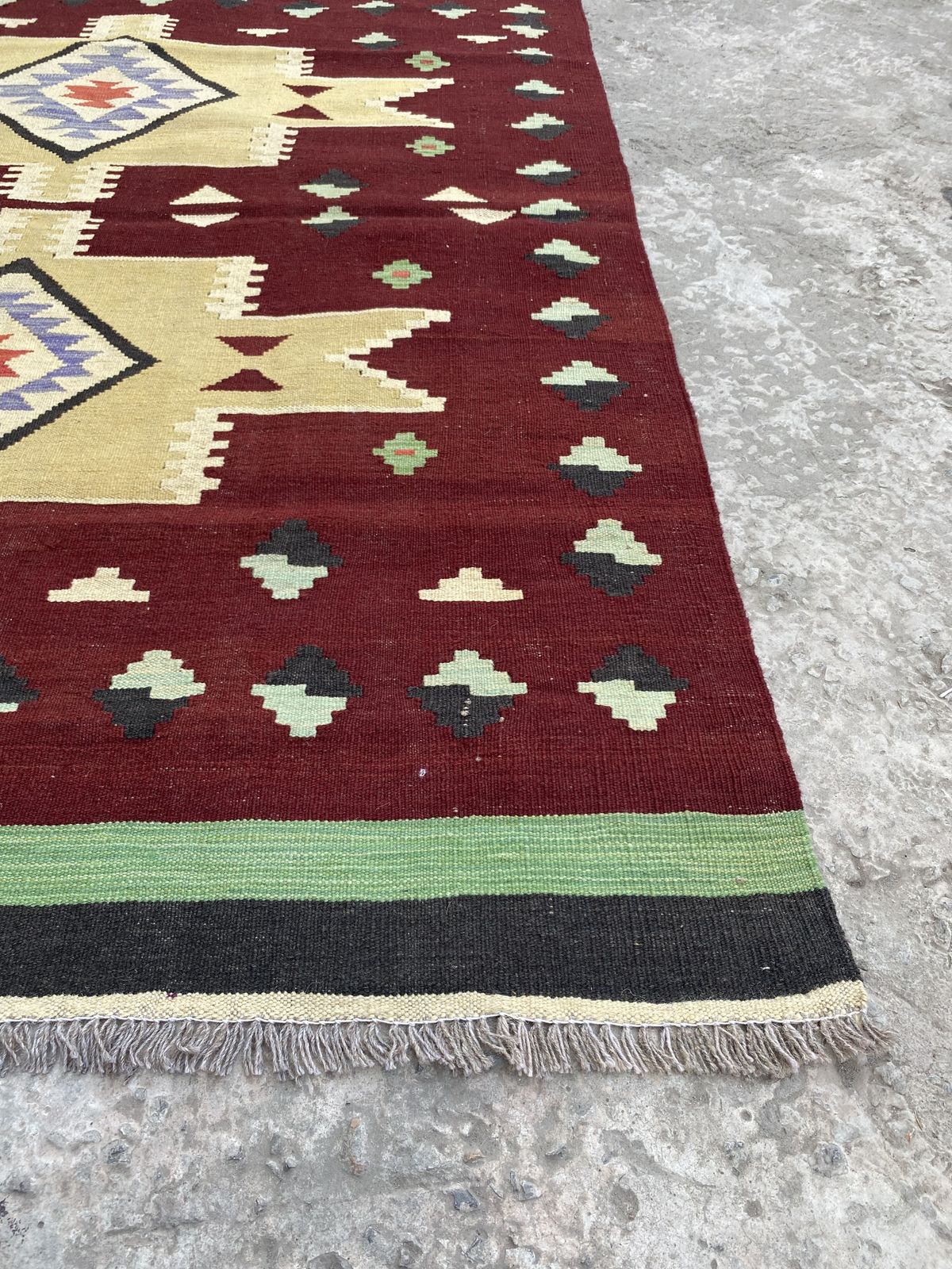 Southwestern Kilim Handwoven Wool 5x6 Area Rug photo furniture