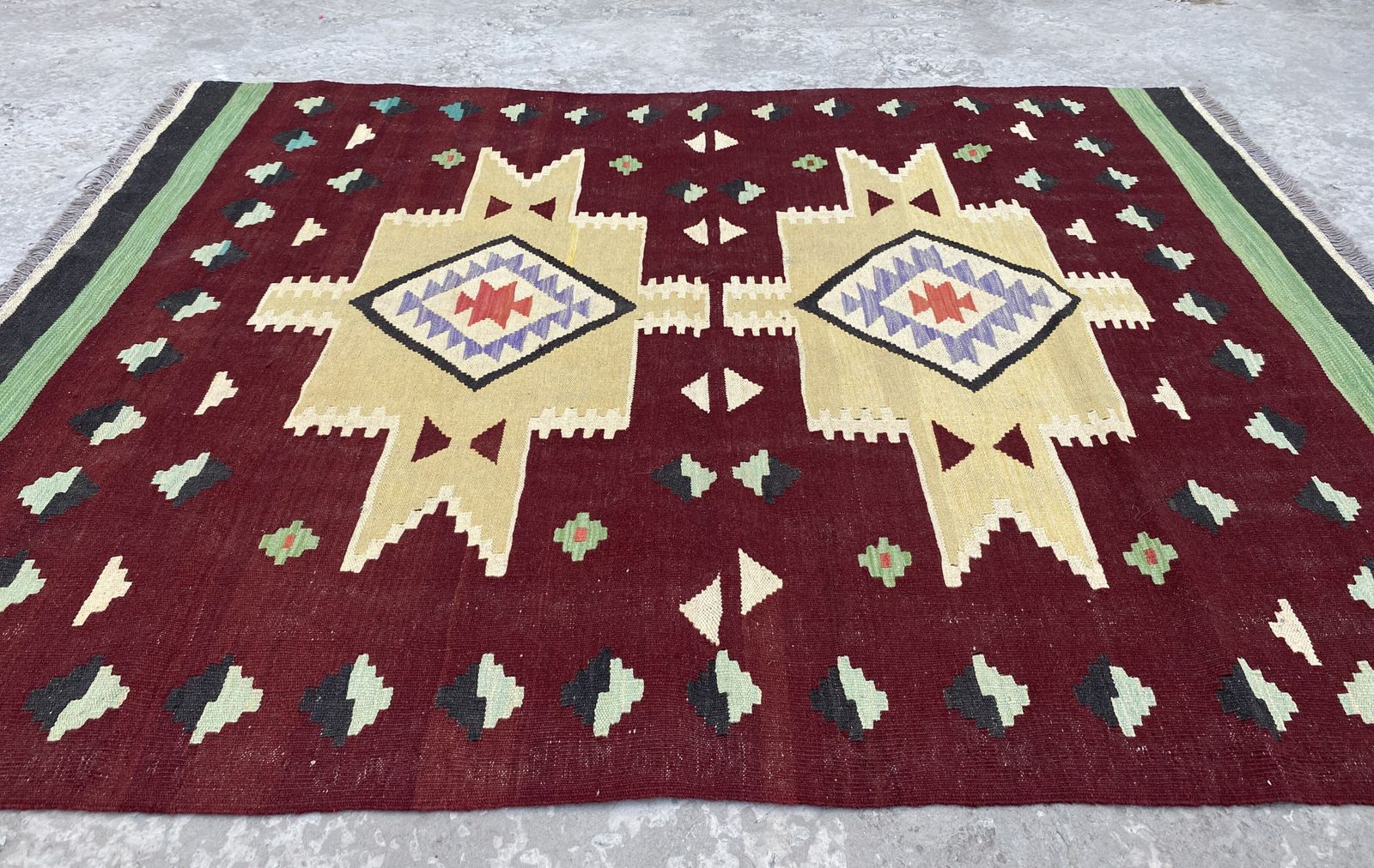 photo furniture Southwestern Kilim Handwoven Wool 5x6 Area Rug