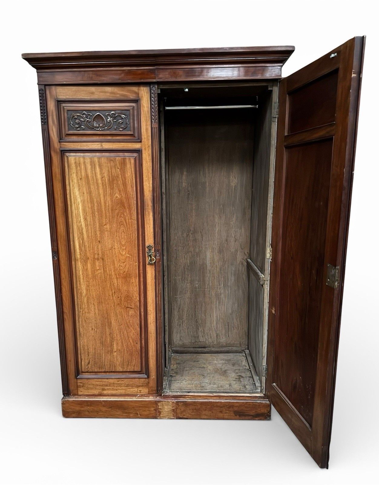 Antique Flame Mahogany Wardrobe Blind Door Carved C1890s Superior Quality photo vintage