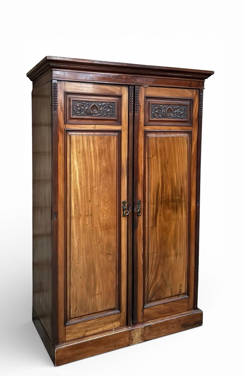 photo furniture Antique Flame Mahogany Wardrobe Blind Door Carved C1890s Superior Quality