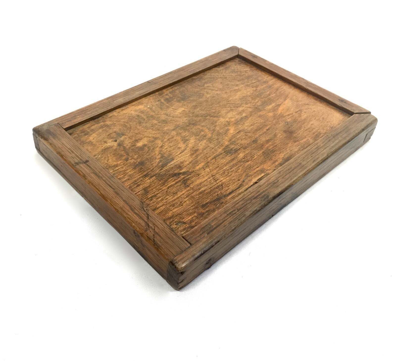 Antique Wooden Cased Travel Campaign Mirror With Sliding Lid / Portable photo for sale